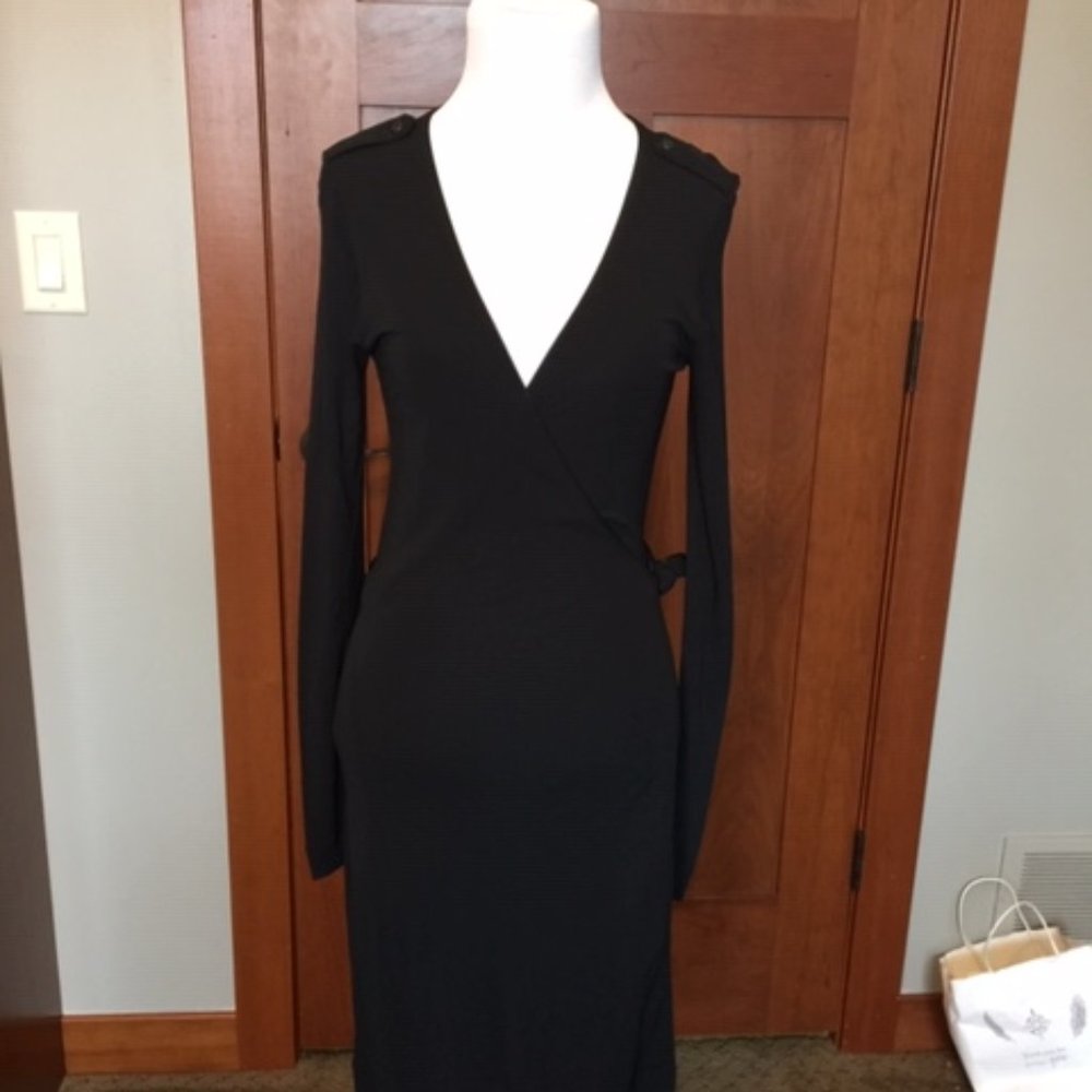 NWT Banana Republic Wrap Dress Size S (Small) Black Stretch Nylon/Very Slimming!